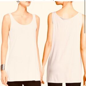 EUC Eileen Fisher stretch silk Jersey tunic tank L soft white